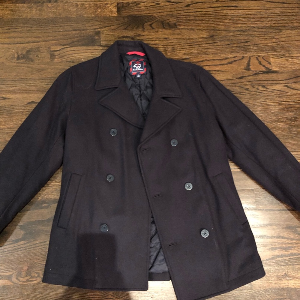 Boys large Navy wool peacoat.
